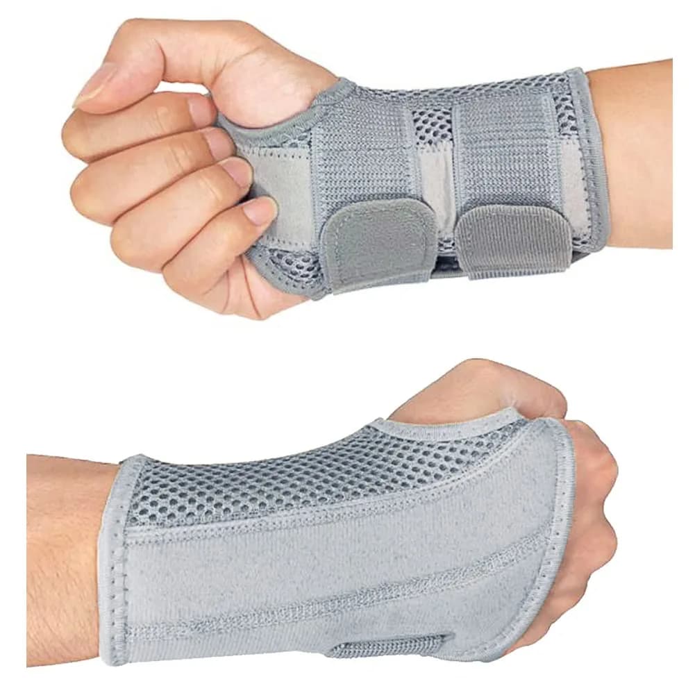 HYCOPROT Adjustable Wrist Brace with 2 Metal Straps & Steel Plate | L/XL (Pack of 2) — Gray