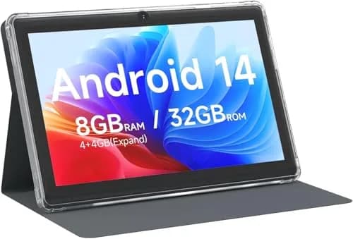 CUPEISI Android 14 Tablet 7 inch with Case | 8GB RAM + 32GB ROM, Expandable to 1TB, HD Touch Screen, WiFi, Bluetooth, 1024x600 thumbnail 1