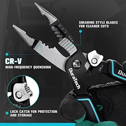 DURATECH 5-in-1 CR-V Wire Stripper for Crimping, 8" Multi-Function Tool | Heavy Duty, Ergonomic, Durable thumbnail 4