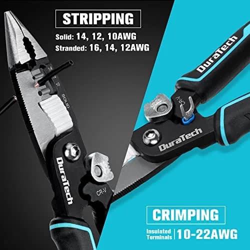 DURATECH 5-in-1 CR-V Wire Stripper for Crimping, 8" Multi-Function Tool | Heavy Duty, Ergonomic, Durable thumbnail 7