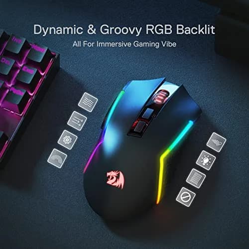 Redragon M693 Wireless Gaming Mouse 8000 DPI, 7 Macro Buttons, 3-Mode Connection | PC & Mac Gaming Mouse thumbnail 4