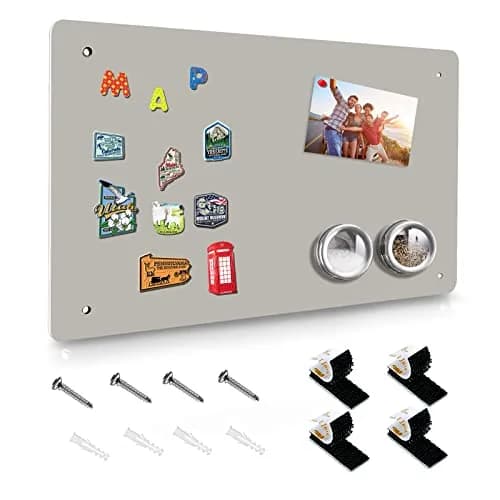 HYHOSHI Magnetic Board 44.5 cm x 29 cm (17.5" x 11.4") | Gray Metal Bulletin Board for Notes, Photos, Magnets thumbnail 1