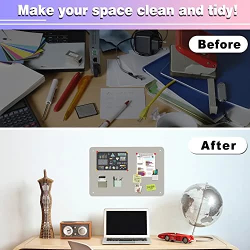 HYHOSHI Magnetic Board 44.5 cm x 29 cm (17.5" x 11.4") | Gray Metal Bulletin Board for Notes, Photos, Magnets thumbnail 5