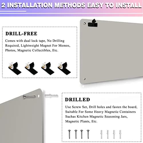 HYHOSHI Magnetic Board 44.5 cm x 29 cm (17.5" x 11.4") | Gray Metal Bulletin Board for Notes, Photos, Magnets thumbnail 3