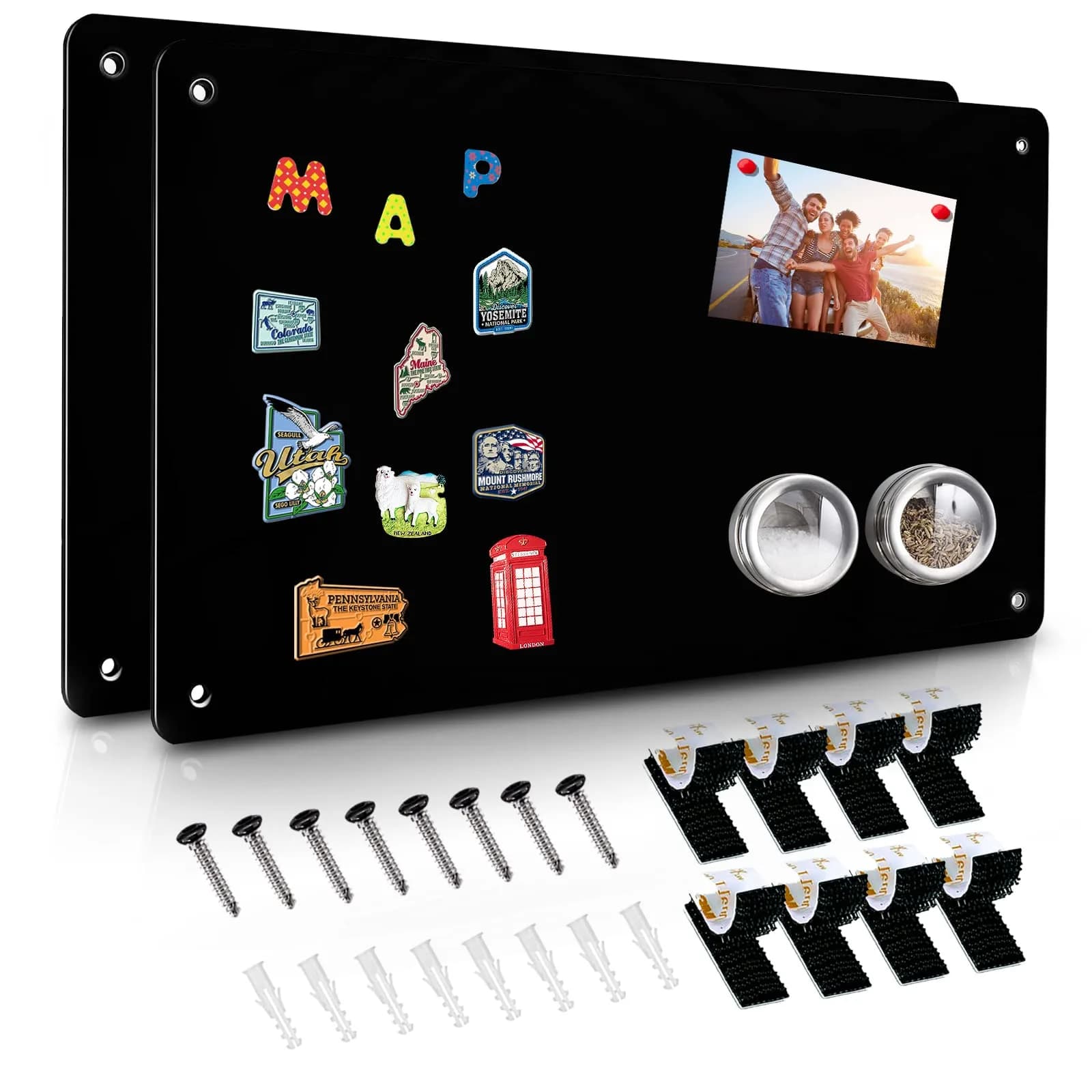HYHOSHI Black Magnetic Board 44.5cm x 29cm (2-Pack) | Display Photos, Notes, and Magnets — Black