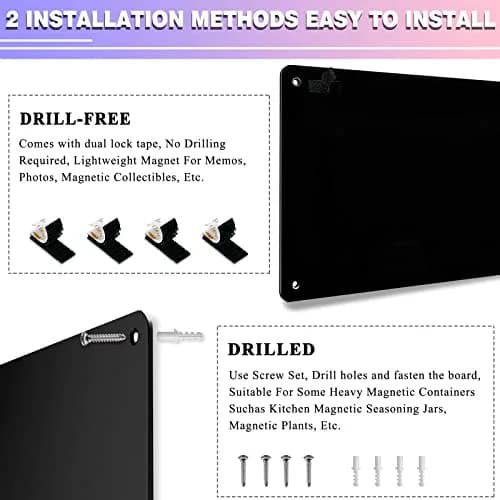 HYHOSHI Black Magnetic Board 44.5cm x 29cm (2-Pack) | Display Photos, Notes, and Magnets thumbnail 3