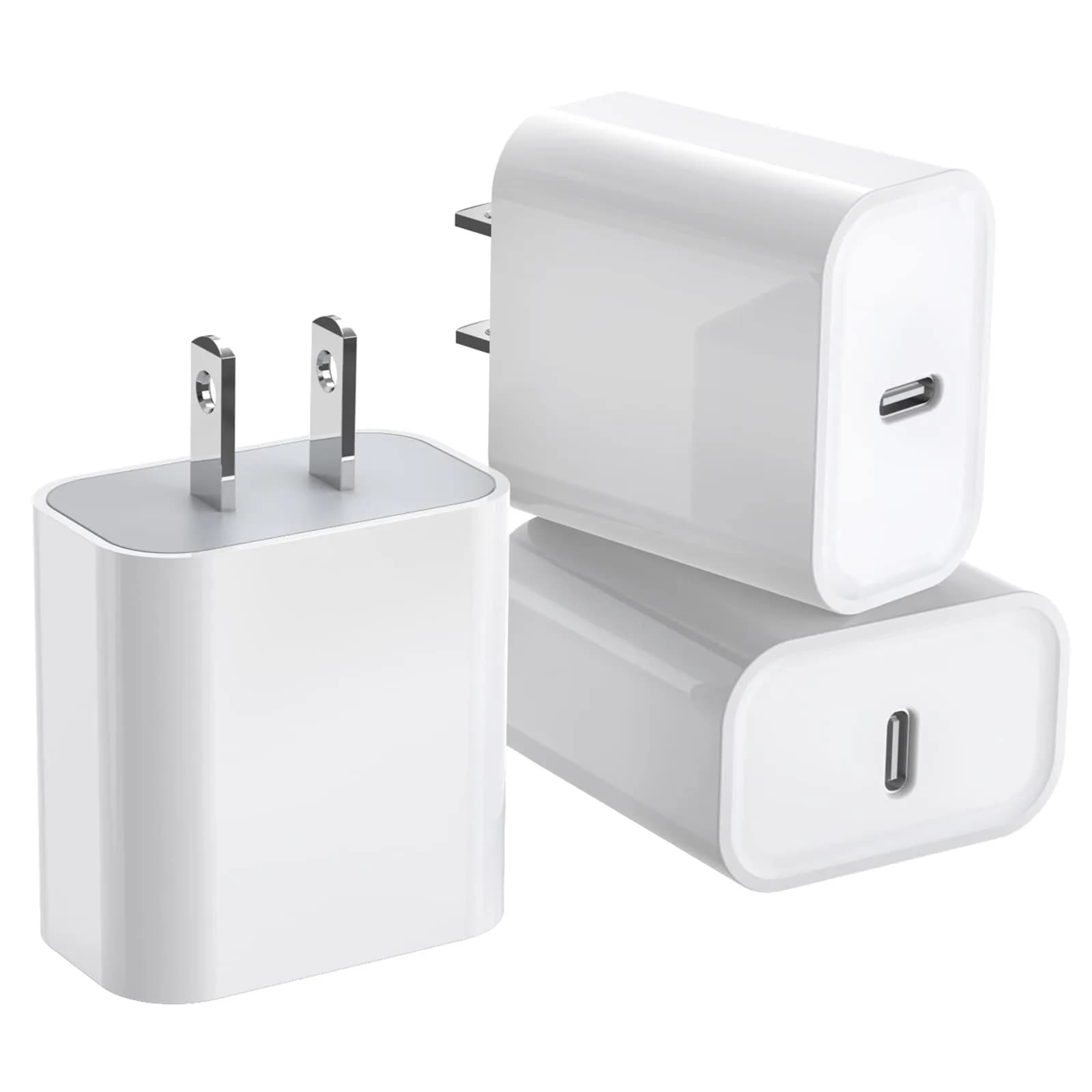 DelTucci 3Pack USB C Charger Blocks 20W | Fast Charging Power Delivery for iPhone & Android - main product image