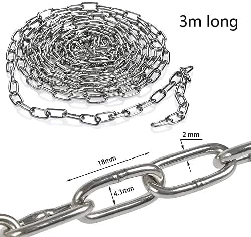 4every SUS304 Stainless Steel Chain 2mm x 3m (0.08" x 9.8ft) | Light Duty Utility Chain for Home & Outdoor Use thumbnail 4