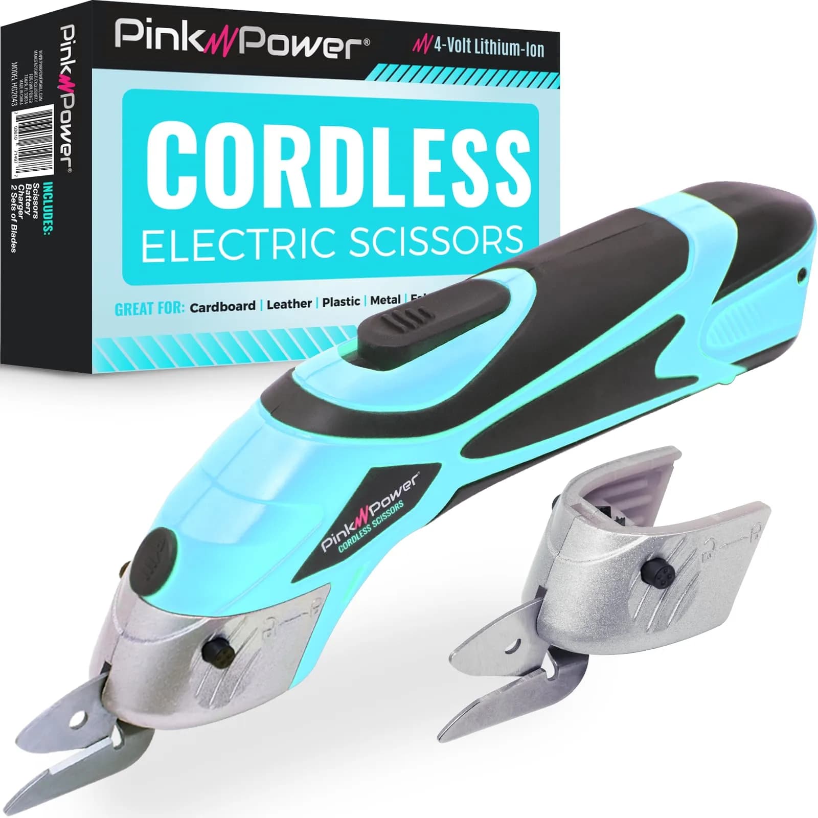 Pink Power HG2043 Electric Fabric Scissors 3.6V | Cordless Cutting Tool with 2 Blades & Charger (Orange) — Aqua Splash