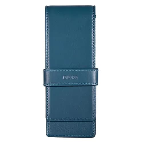 DiLoro Leather Triple Pen Case Pencil Pouch Holder for Three Fountain Ballpoint Rollerball Pens and Pencils (Sololio Blue) | Full Grain Napa Leather Travel Organizer thumbnail 1