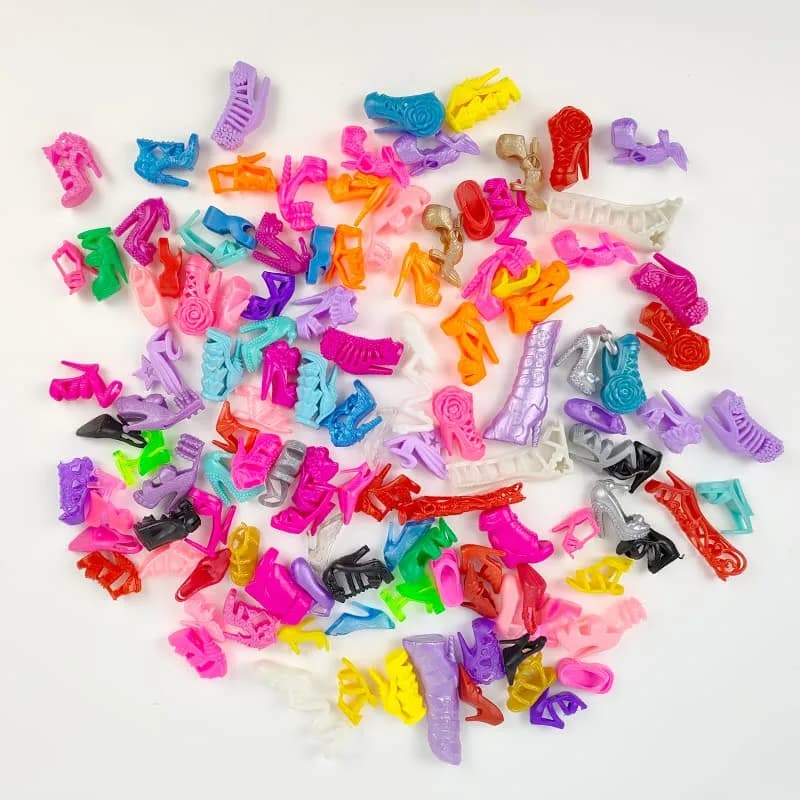 55 Pairs Doll Shoes Set for 11.5" Dolls | Assorted High Heel, Boots & Flats thumbnail 3