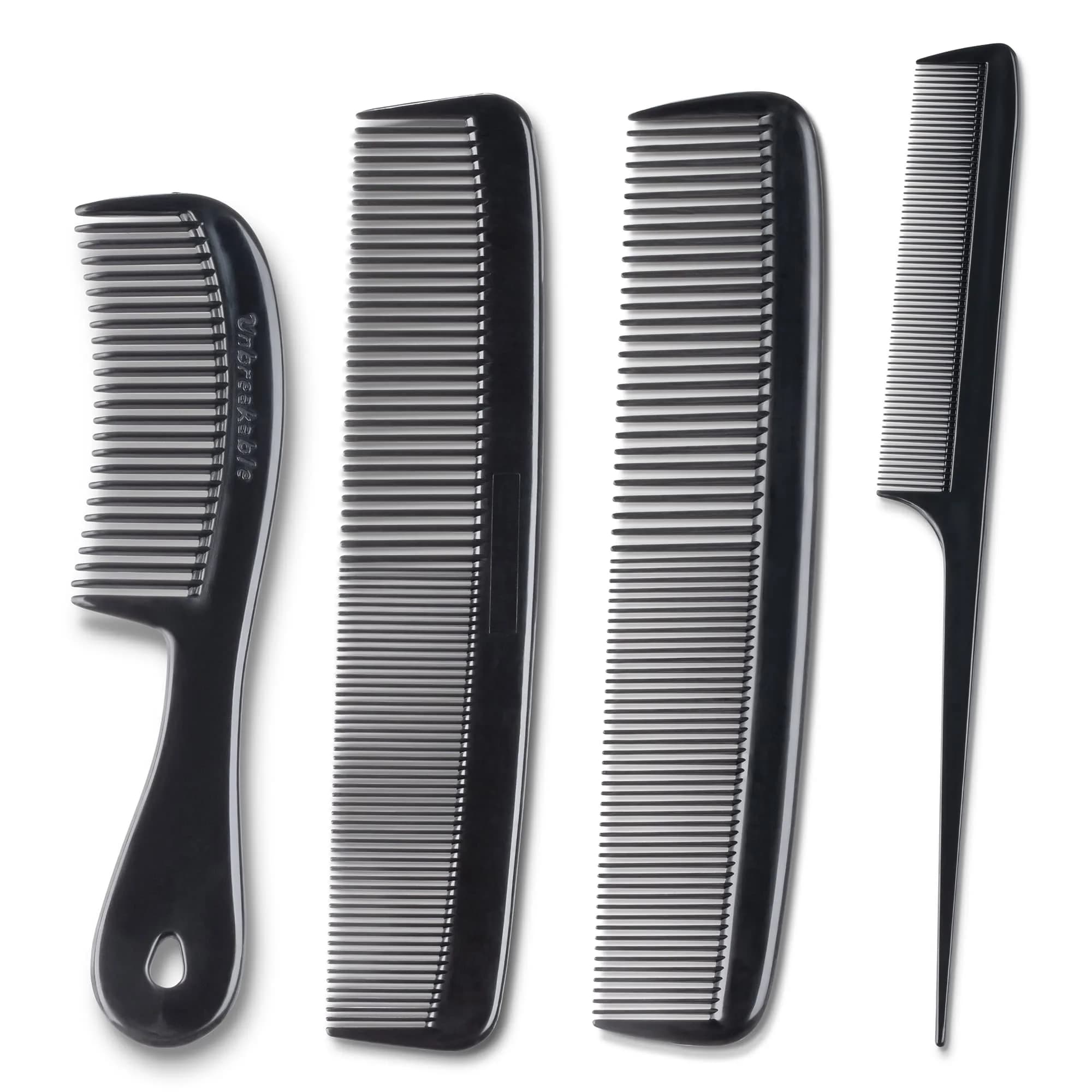 MARS WELLNESS 4 Piece Professional Comb Set Black | 80 Count (Pack of 20)