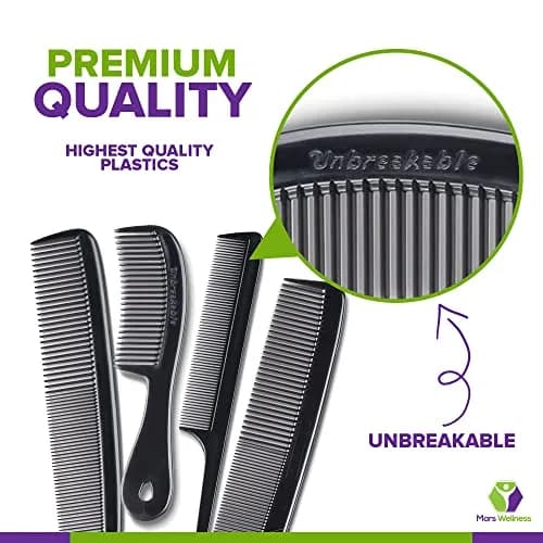 MARS WELLNESS 4 Piece Professional Comb Set Black | 80 Count (Pack of 20) thumbnail 2