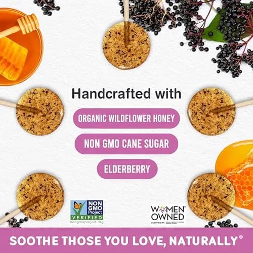 MommaBear Elderberry Honey Cough Lollipops for Kids (10 Pack) | Natural Elderberry & Honey Relief for Children (70-120 chars) thumbnail 4