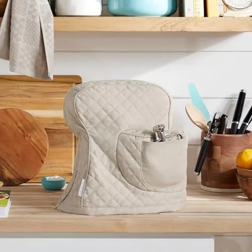 KitchenAid Fitted Tilt-Head Stand Mixer Cover with Storage Pocket, Quilted 100% Cotton, 36.6cm x 45.7cm (14.4"x18"), Milkshake Tan thumbnail 2