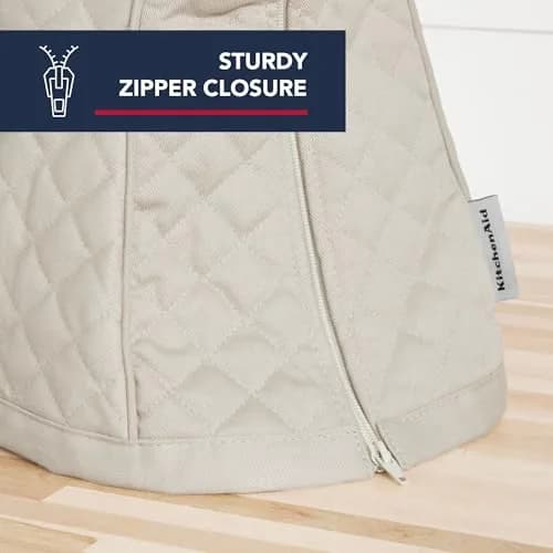 KitchenAid Fitted Tilt-Head Stand Mixer Cover with Storage Pocket, Quilted 100% Cotton, 36.6cm x 45.7cm (14.4"x18"), Milkshake Tan thumbnail 3