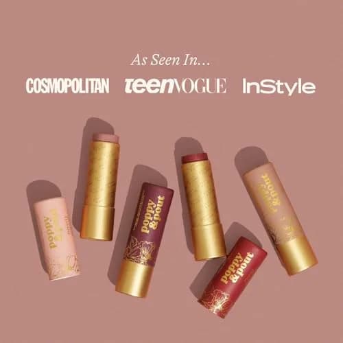 Poppy & Pout All Natural Lip Tints, 3-Pack | Sustainable Cardboard Tubes, Beeswax, Vitamin E, Coconut Oil (0.3oz each) thumbnail 9