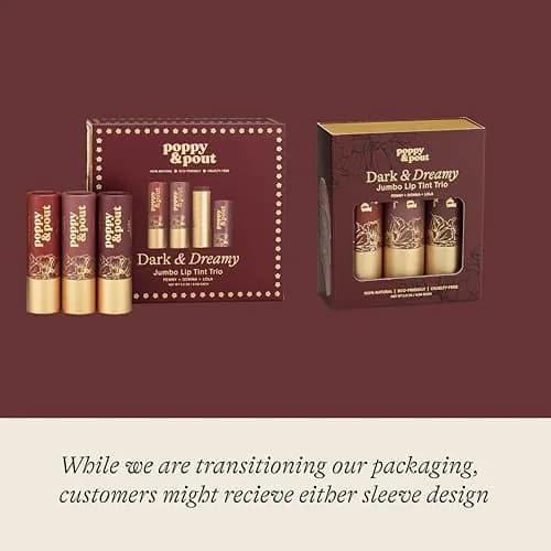 Poppy & Pout All Natural Lip Tints, 3-Pack | Sustainable Cardboard Tubes, Beeswax, Vitamin E, Coconut Oil (0.3oz each) thumbnail 2