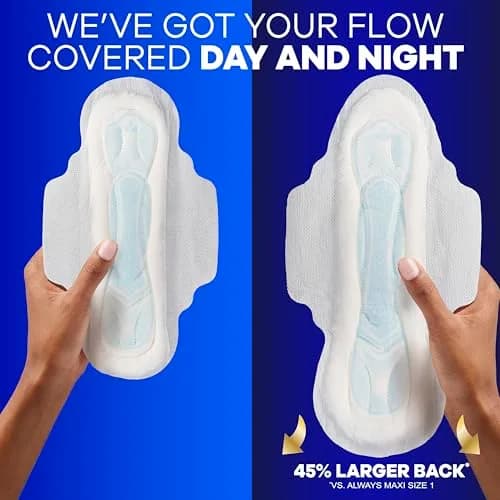 Always Maxi Overnight Pads with Wings, Size 4, 84 Count (3 Packs of 28) | Dermatologist Tested for Sensitive Skin thumbnail 7