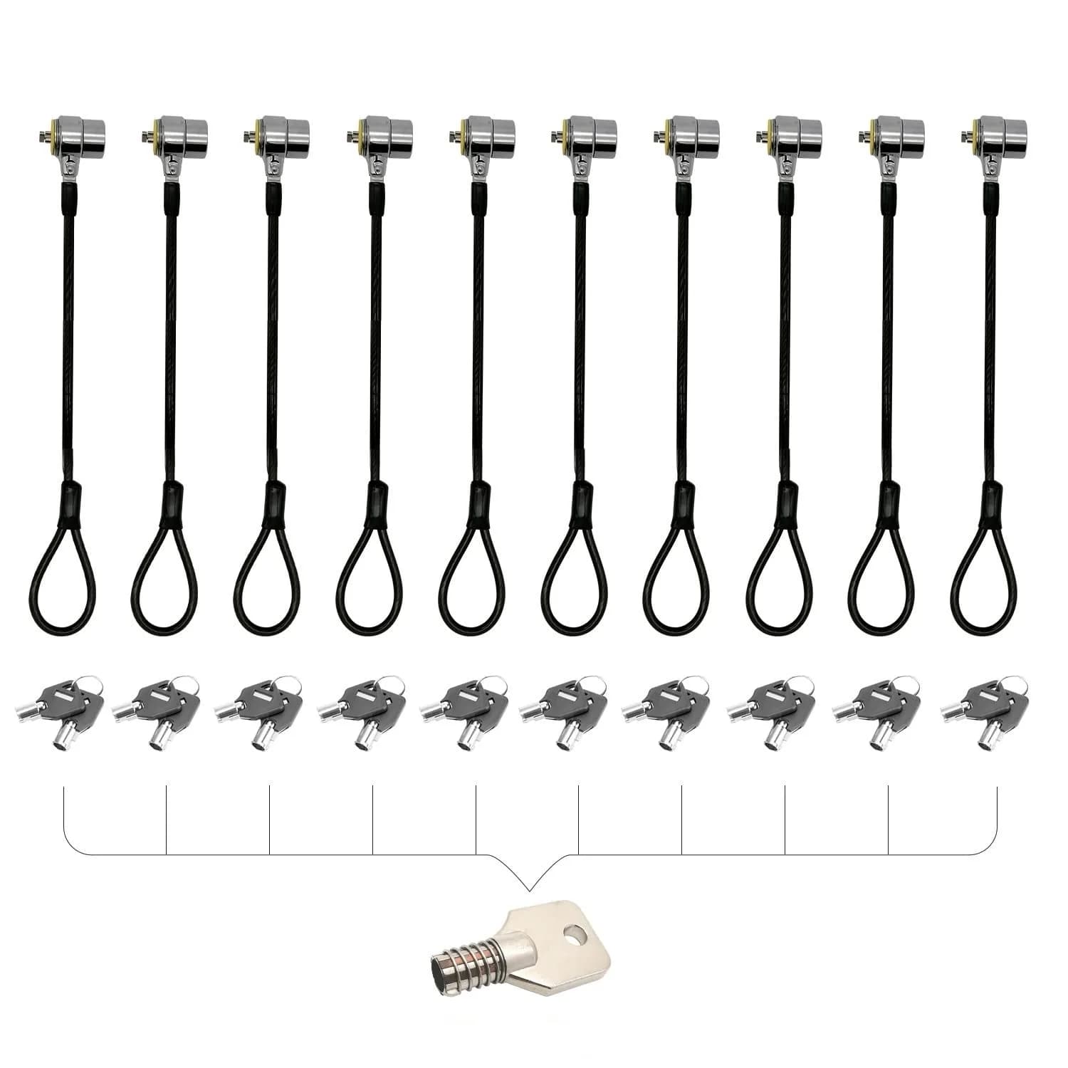 LORADAR 10Pack Laptop Security Cable Lock 6.7Feet | Anti Theft Keyed Locks for Laptops & Devices
