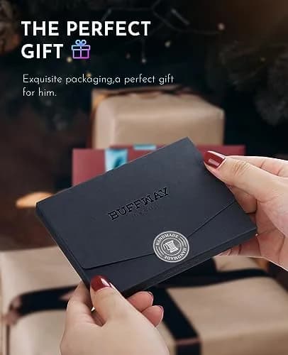 Buffway Slim Wallet for Men Women Minimalist Small Leather Front Pocket Wallets with RFID Blocking and Gifts Box - Bassa Mars Red | Compact RFID Wallet thumbnail 8