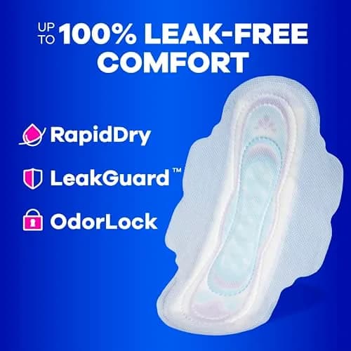 Always Ultra Thin Feminine Pads with Wings, Size 1, Regular Absorbency, Unscented, 126 Count | 100% Leak-Free Protection thumbnail 3