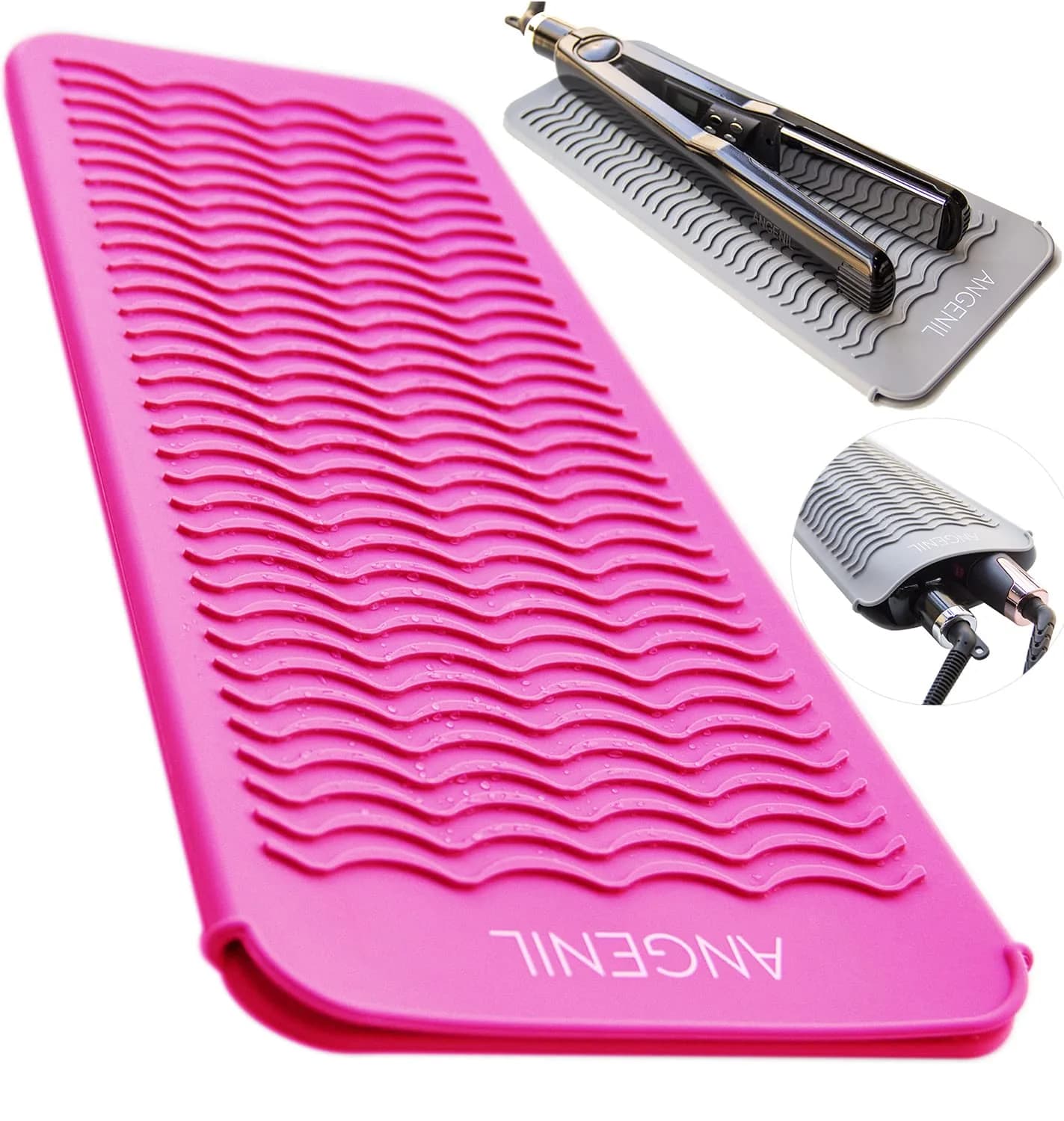 ANGENIL Professional Silicone Heat Resistant Mat Pouch for Hair Styling Tools, Grey | Protects Counters from Hot Irons — Rose Red