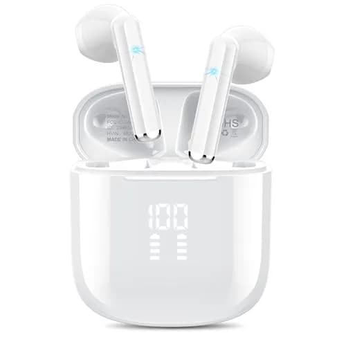 OYIB Wireless Earbuds Bluetooth 5.3, ENC Mic, 25H Playtime, IPX7 Waterproof, White thumbnail 1