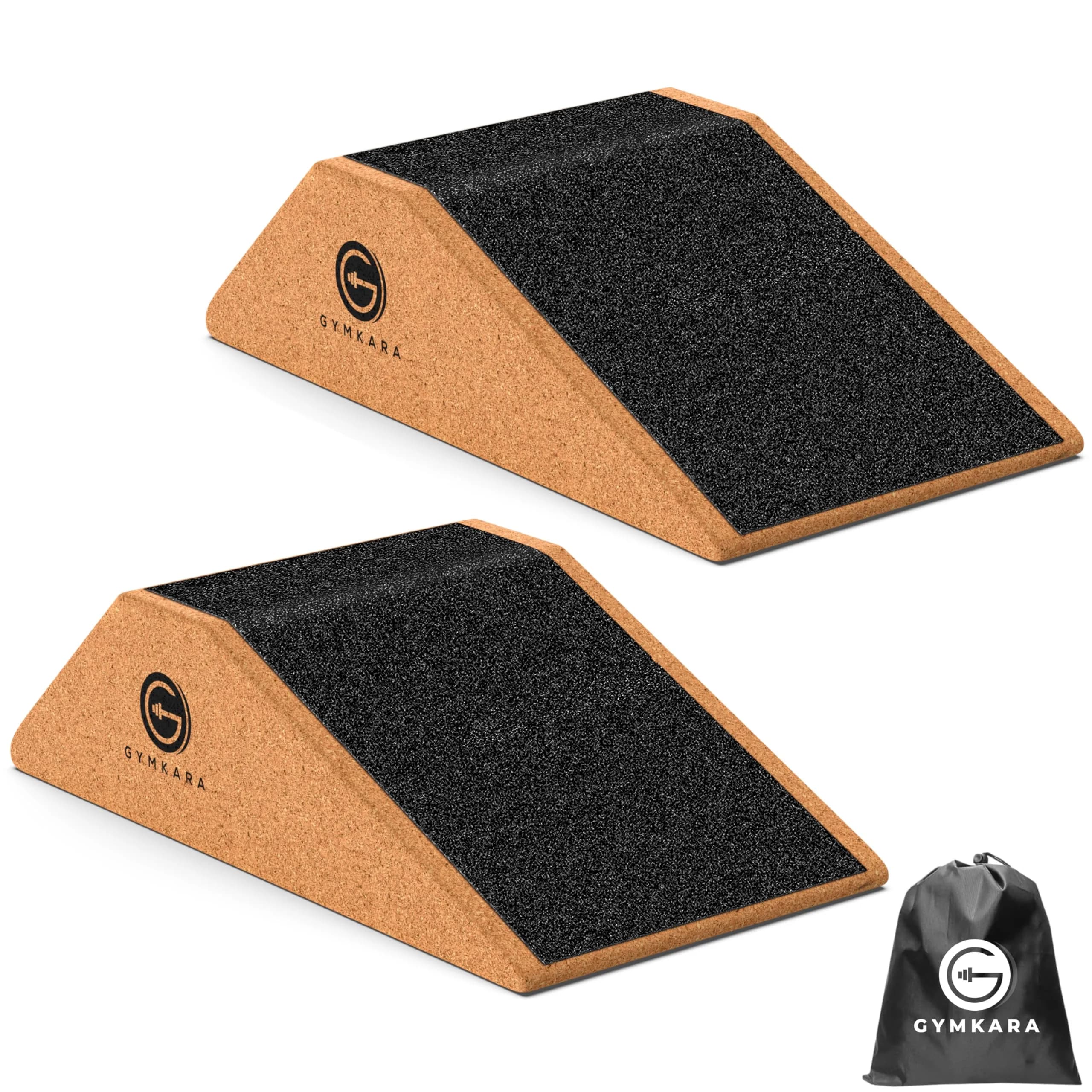 Gymkara Cork Squat Wedge Block 2 Pack - 22.8 cm (9 in) Heel Elevated Slant Board for Squats | Non-Slip Surface
