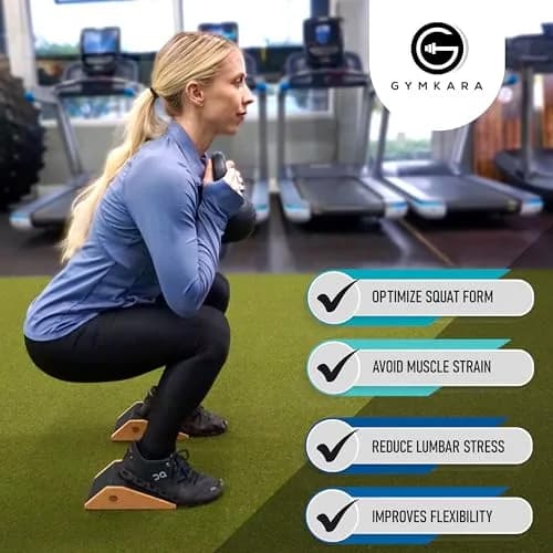 Gymkara Cork Squat Wedge Block 2 Pack - 22.8 cm (9 in) Heel Elevated Slant Board for Squats | Non-Slip Surface thumbnail 2