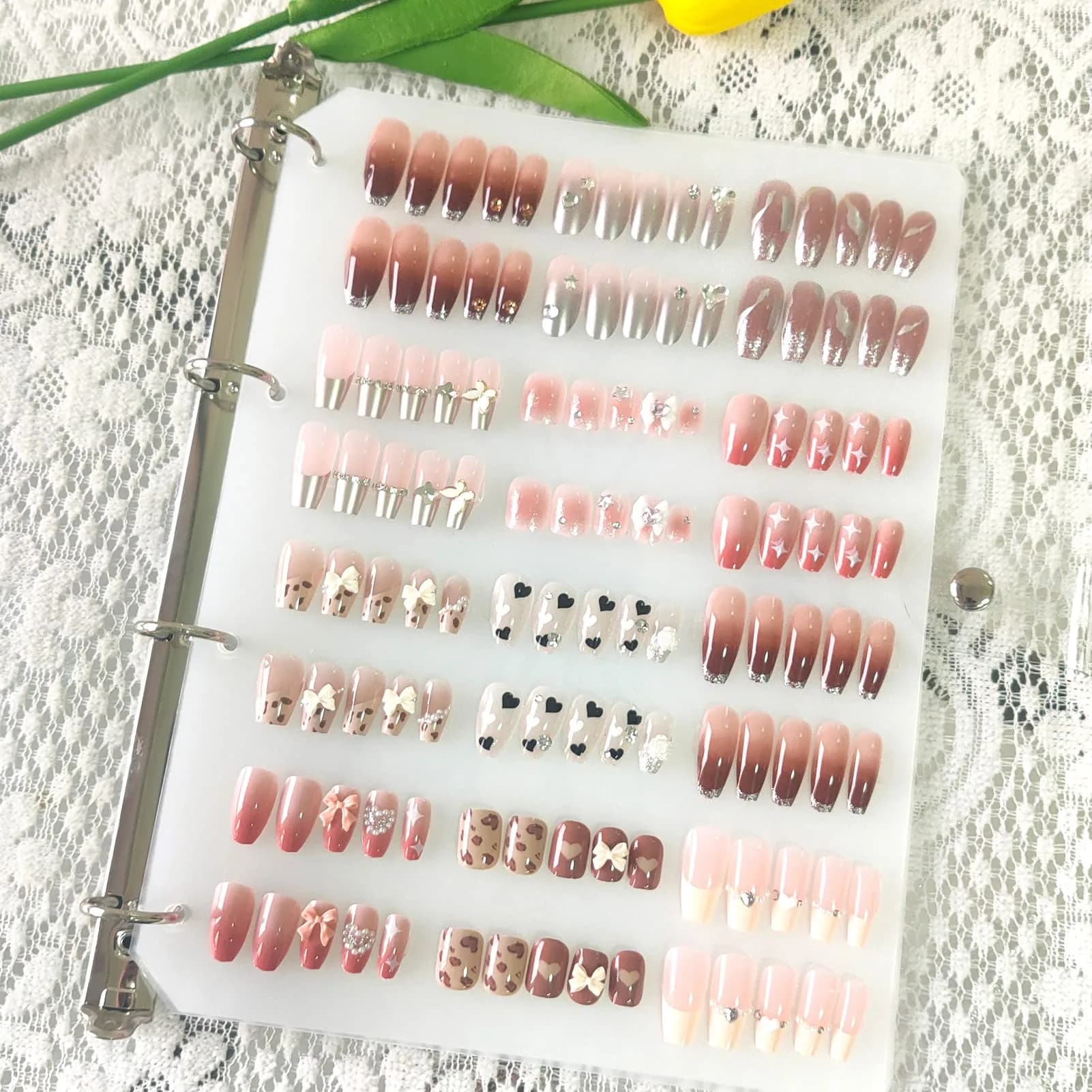 GUXACU Clear Press On Nail Organizer Book with 6 Pages & 60 Adhesive Tabs | Stores 108 Sets - main product image