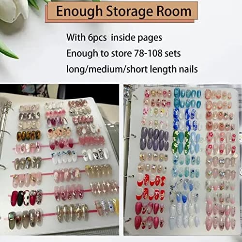 GUXACU Clear Press On Nail Organizer Book with 6 Pages & 60 Adhesive Tabs | Stores 108 Sets thumbnail 4