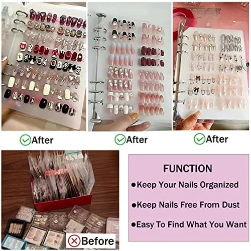 GUXACU Clear Press On Nail Organizer Book with 6 Pages & 60 Adhesive Strips | Stores 36-48 Sets thumbnail 6