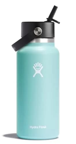 Hydro Flask Wide Mouth Water Bottle 32 Oz (946ml) with Flex Straw Lid | Insulated Stainless Steel for Cold Drinks thumbnail 1