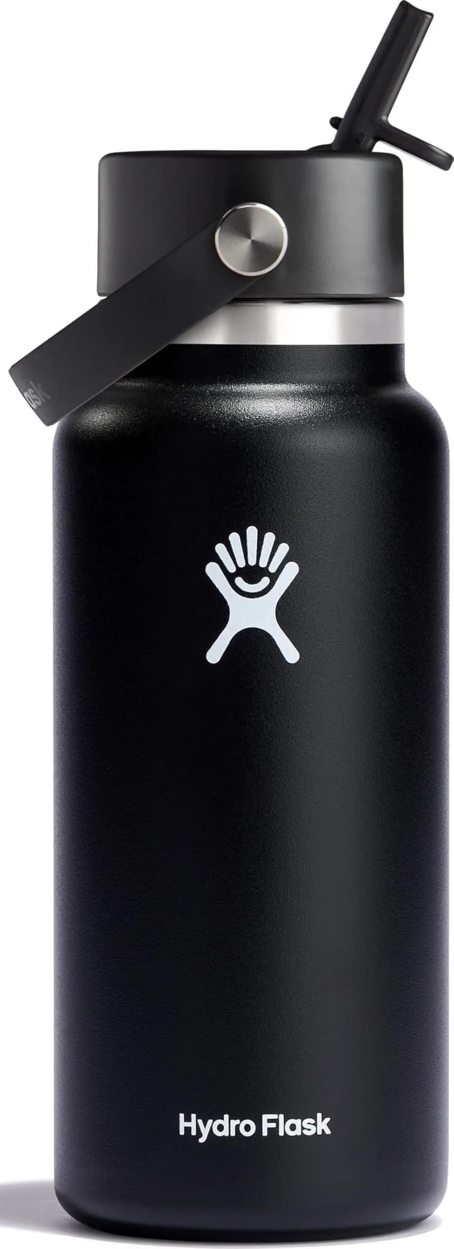 Hydro Flask Water Bottle - Insulated Stainless Steel - Wide Straw Lid, Non Spill, Leakproof in 32 Oz Black - main product image