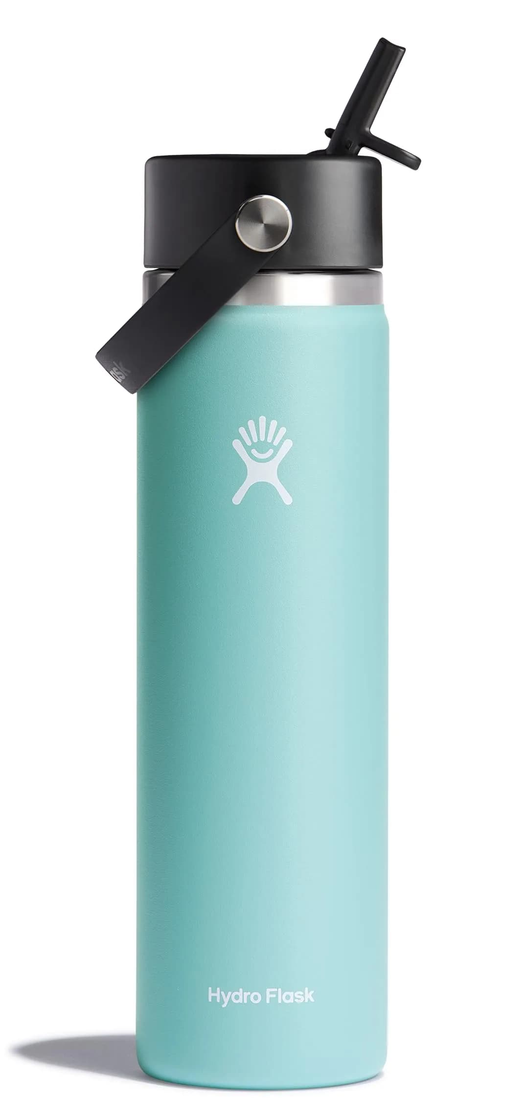 Hydro Flask Wide Mouth Water Bottle 24 Oz (710ml) with Flex Straw Lid | Keeps Drinks Cold for 24 Hours — Dew