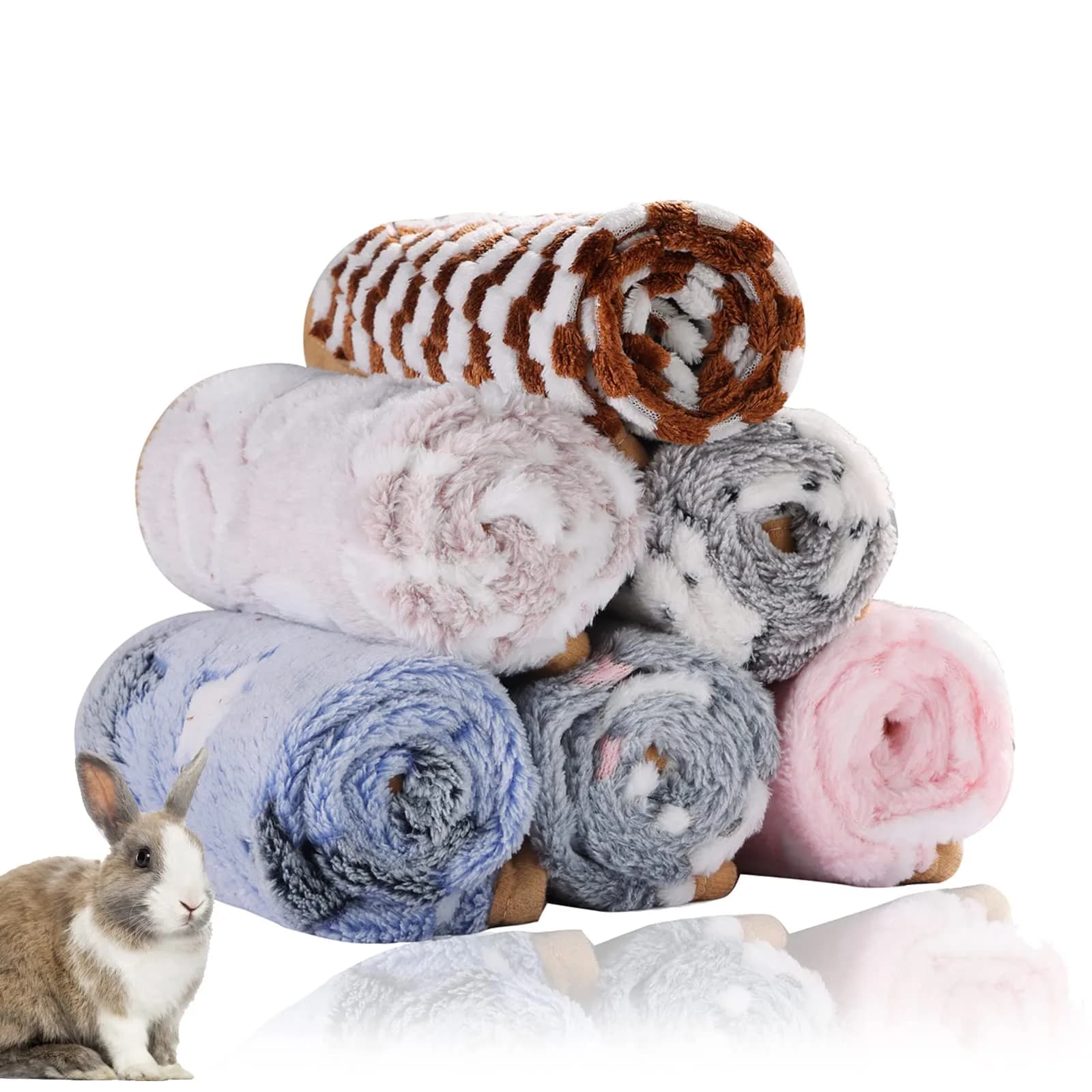 Grddaef Guinea Pig Fleece Blankets 6 Pieces 20cm x 20cm (7.9" x 7.9") | Waterproof & Washable Small Animal Cage Liners — M-24 x 16 Inch