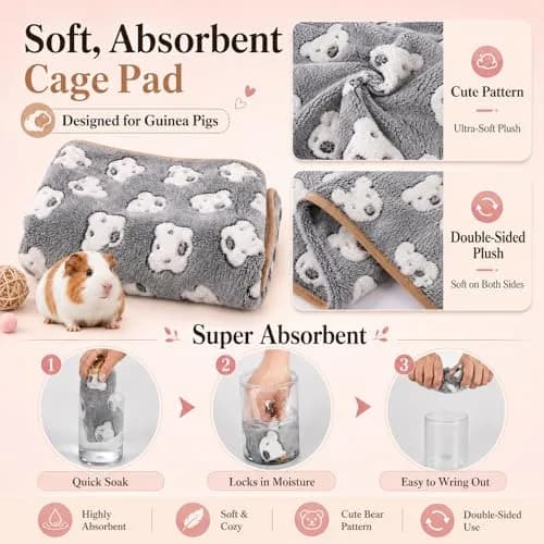 Grddaef Fleece Guinea Pig Blankets 6 Pieces Waterproof Washable Small Animal Cage Liners 60 x 40 cm (23.6 x 15.7 Inch) thumbnail 2