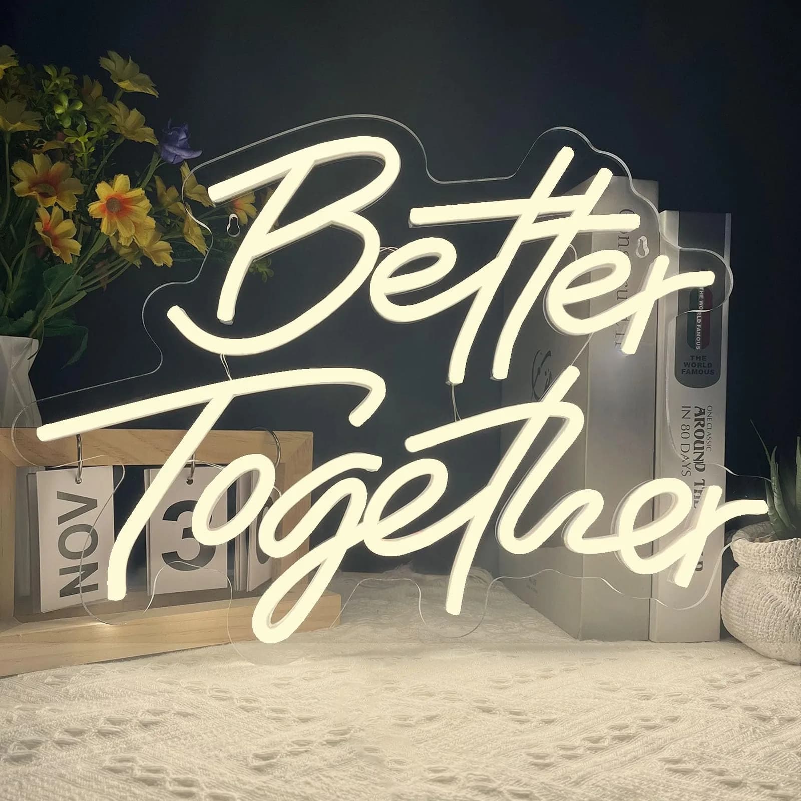 BerniceKelly Better Together Neon Sign Warm White | Wedding & Party Wall Decor 42x30cm - main product image