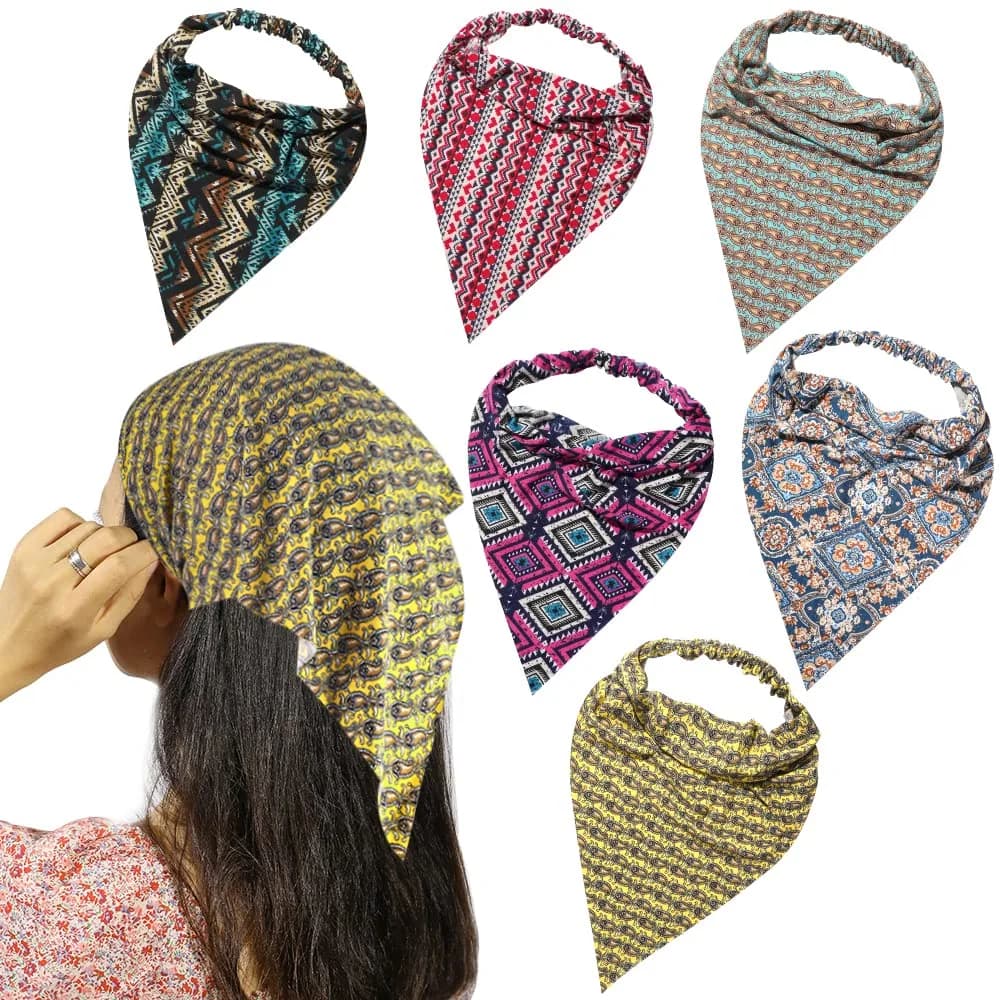 Vercret Gingham Hair Scarf Headband for Women, 6-Pack | Classic Floral Patterns — O Bohemian
