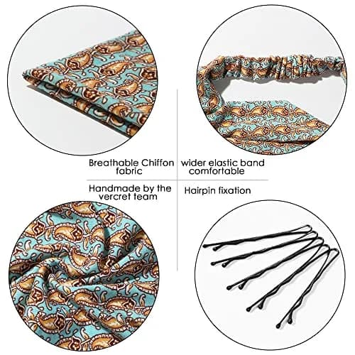 Vercret Boho Hair Scarf Headbands for Women, Pretied Floral Bandana Headbands with Clips (6-Pack, Multi-colored) thumbnail 2