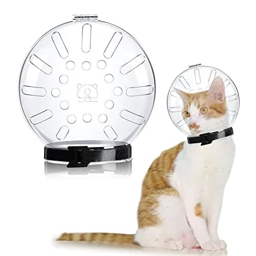 Merkaunis Upgraded Cat Muzzle Grooming Adjustable Anti-Bite Helmet Hood | Breathable Resin Cat Helmet (One Size) thumbnail 1