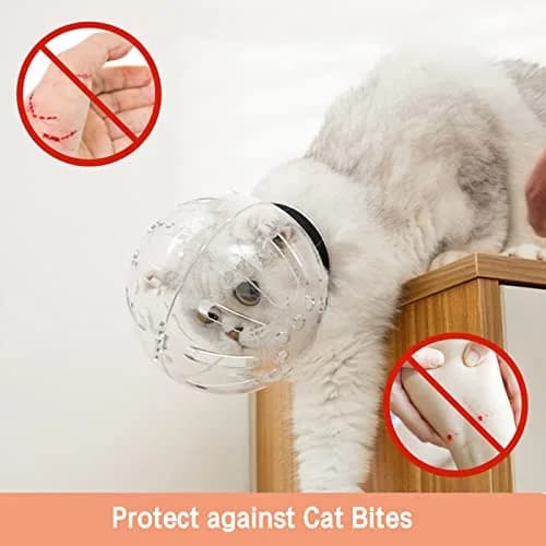 Merkaunis Upgraded Cat Muzzle Grooming Adjustable Anti-Bite Helmet Hood | Breathable Resin Cat Helmet (One Size) thumbnail 2