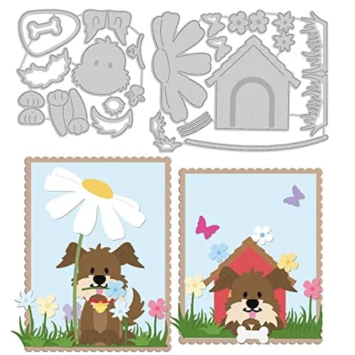 INFUNLY Animal Dog Cutting Dies Metal DIY Dog & House Die Cuts 4.02in x 5.12in | Embossing Stencil for Crafts thumbnail 1