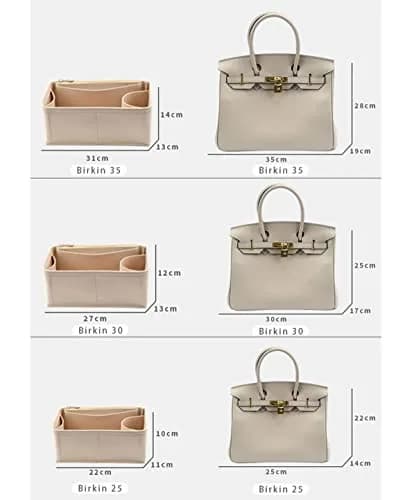 Lckaey Premium Felt Purse Organizer Insert for Birkin 30 Bag, Camel M | 26.9cm (10.6in) Organizer with Zip Pocket thumbnail 6