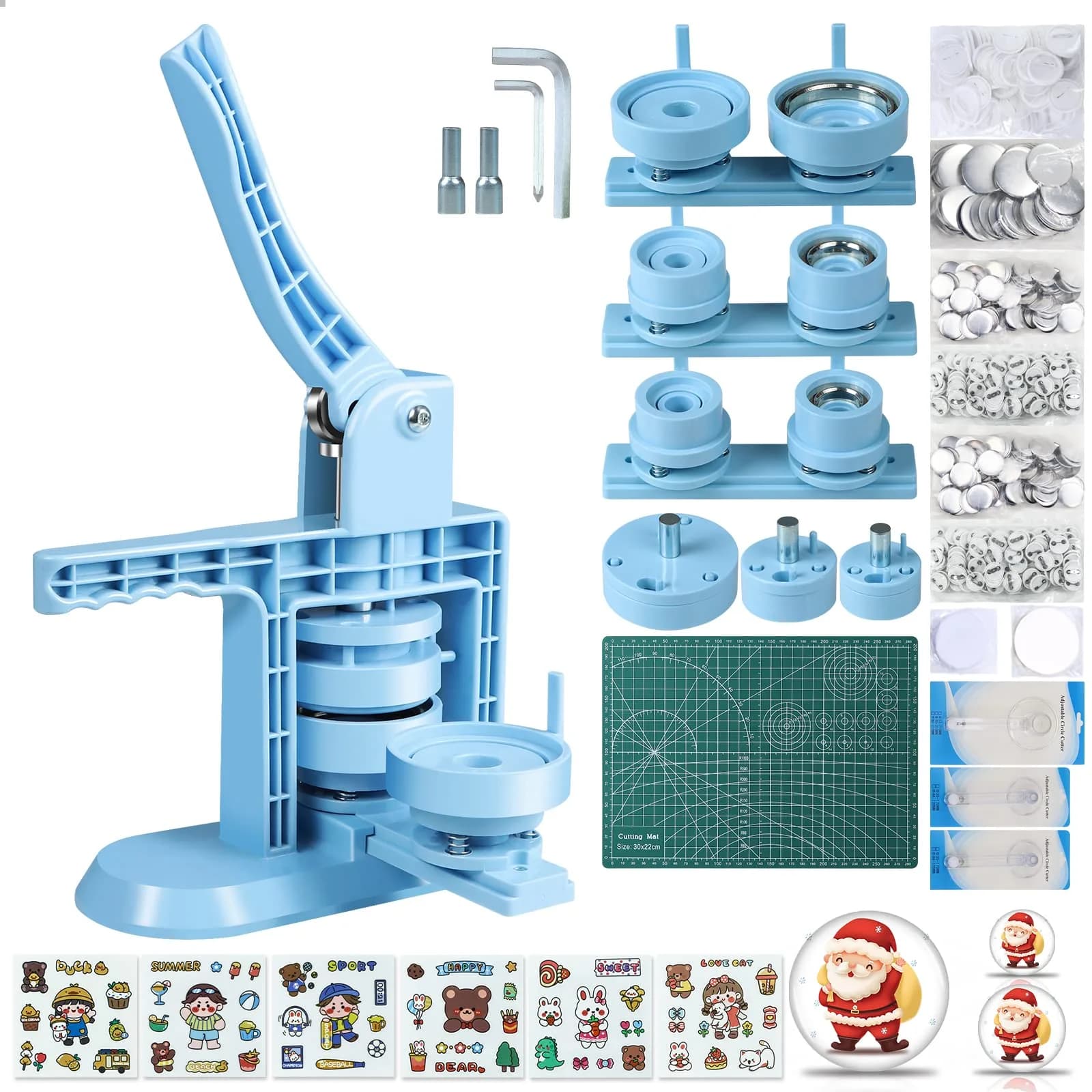 MK.Bear Button Maker Machine Multiple Sizes 25mm, 32mm & 58mm | DIY Badge Press Kit for Crafts
