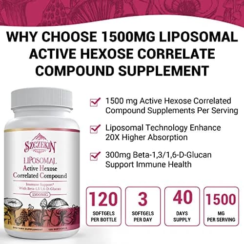 SZCZEKIN 1500mg Liposomal Active Hexose Correlated Supplement 120 Count | Advanced Immune Support thumbnail 3