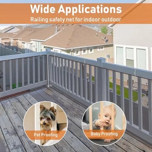 Gudui Brown Banister Guard 10ft x 2.6ft | Child Safety Net for Stairs and Balconies thumbnail 4