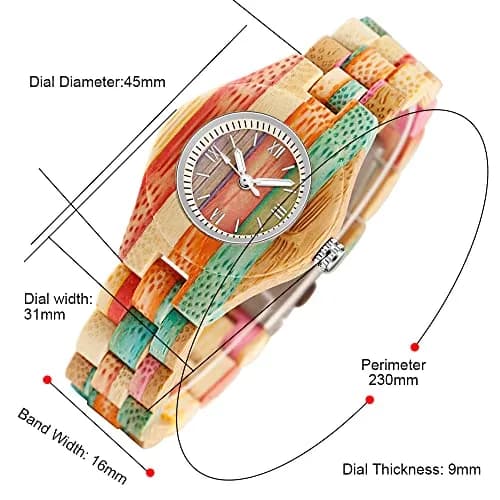 Dentily Handmade Wooden Bamboo Watch for Women, 25mm (1 inch) Case | Natural Wood Analog Quartz Wristwatch thumbnail 2