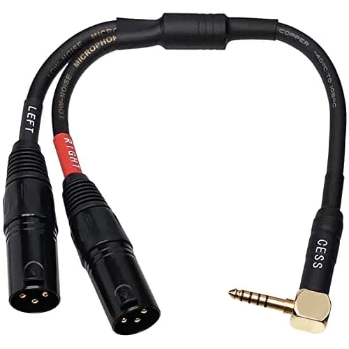 CNCESS Right Angle 4.4mm Balanced Male to Dual 3-Pin XLR Headphone Cable | Shielded Pro Audio Adapter (110 characters) thumbnail 1